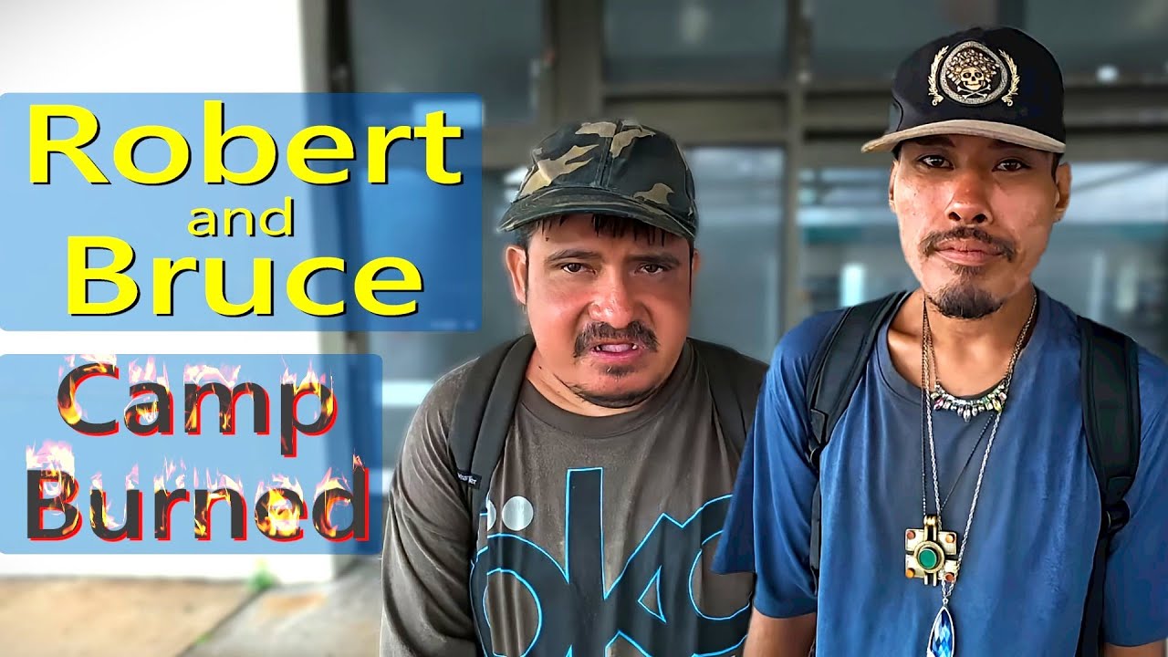 Homeless On Guam -  Robert and Bruce - Camp Norte On Fire