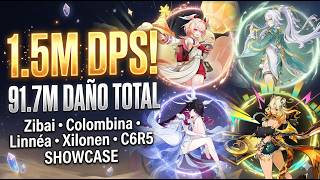 1.5M DPS! Zibai, Colombina, Linnéa & Xilonen C6R5 | 91.7M Daño Genshin Impact