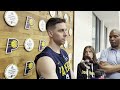 Rick Carlisle, T.J. McConnell speaks to reporters after Indiana Pacers playoffs practice May 8, 2025