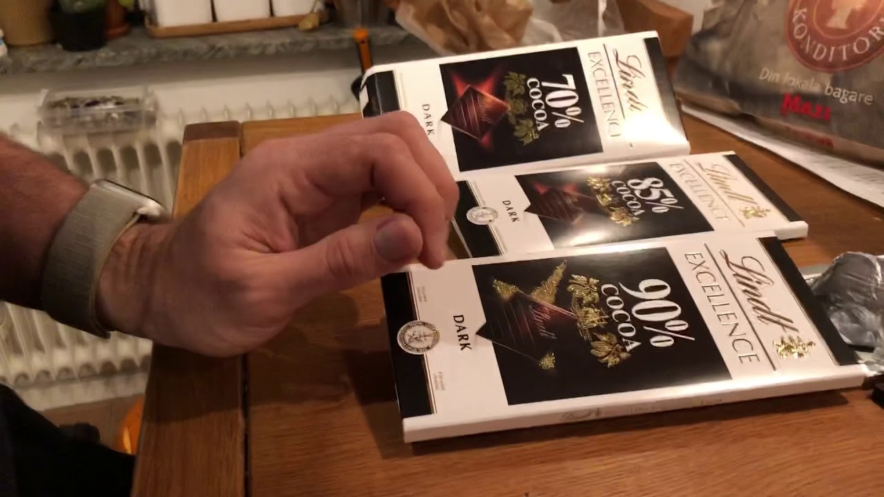Вкус различных видов шоколада Lindt: 70%, 85%, 90%, 100%.