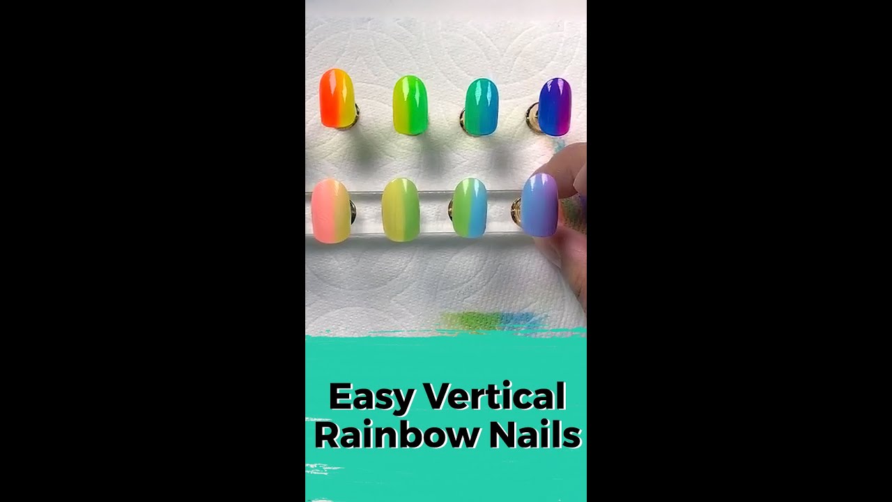 Easy Vertical Rainbow Nails | Maniology in 1-minute
