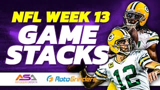 NFL DFS TOP GPP GAME STACKS DRAFTKINGS WEEK 13: ADVANCED SPORTS ANALYTICS - ROTOGRINDERS