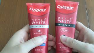 Colgate Optic White Renewal Vs Pro Series Toothpaste