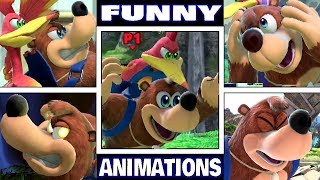 Banjo Kazooie Various FUNNY ANIMATIONS in Smash Bros Ultimate (Drowning, Dizzy, Star KO, & More!)