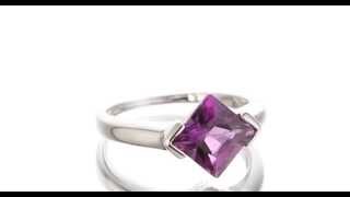 1.5 cts Princess Cut Amethyst Sterling Silver Ring SR8694 by Peora Jewelry
