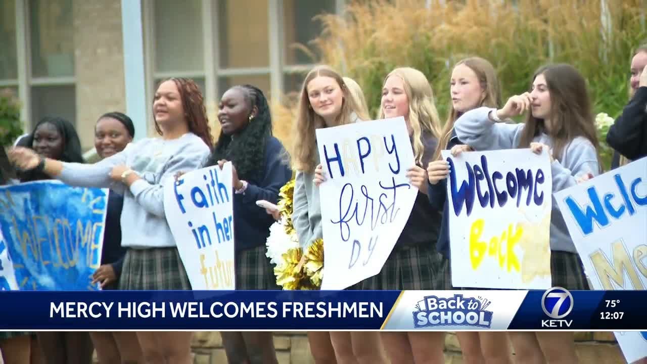 Omaha Mercy High School welcomes incoming freshman class on first day of school