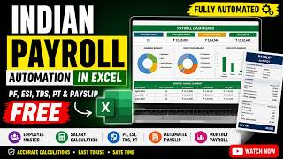 Indian Payroll Automation in Excel | PF, ESI, TDS, PT & Payslip — FREE