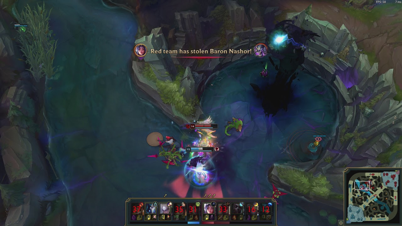 Irelia 1v5 Pentakill and Baron Steal