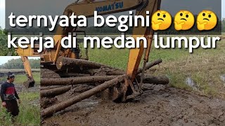 cara kerja di lahan gambut, excavator Komatsu pc200 -5