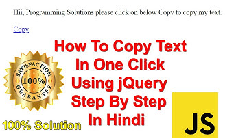How To Copy Text In One Click Using jQuery Step By Step In Hindi | Copy Text Using jQuery