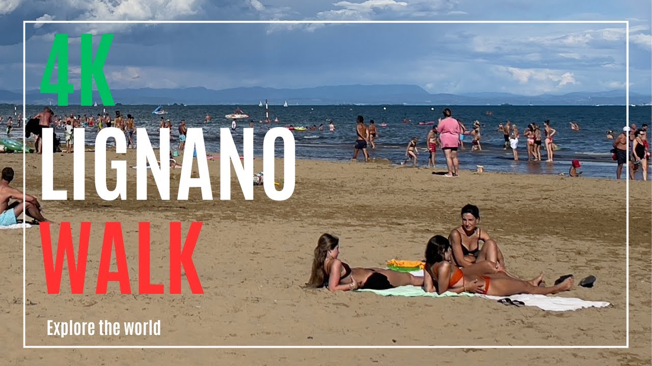 【4K】 Italy Lignano Walk - Lignano Sabbiadoro Beach from Faro Rosso to Terrazza a Mare