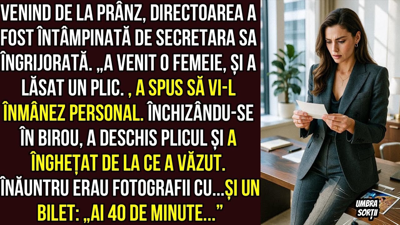 Venind de la prânz, directoarea a fost întâmpinată de secretara sa îngrijorată. „A venit o femeie...