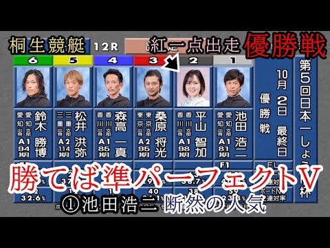 【桐生競艇優勝戦】勝てば準パーフェクトV①池田浩二のイン戦、②平山④森高ら出走の注目優勝戦