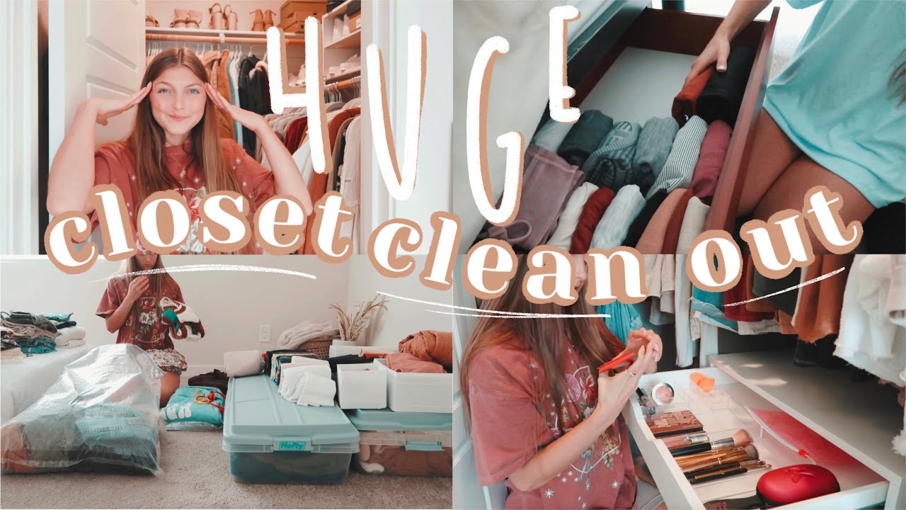 HUGE CLOSET CLEAN OUT | decluttering & organizing before I move! - YouTube