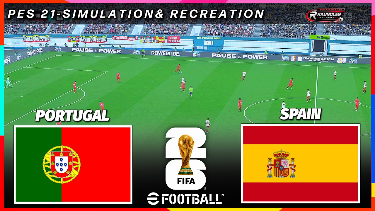 PORTUGAL vs SPAIN | FIFA World Cup 2026 | PES 21 Pre-Recorded Gameplay Simulation