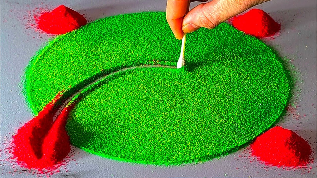 Creative Parrot🦜🦜🦜🌿 rangoli designs using fork + spoon | Festival rangoli designs/very easy rangoli