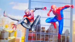 Miles and peter vs sandman (with classic suits) marvels spider- man 2