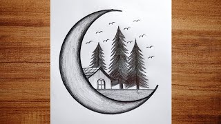 Easy And Beautiful Nature Drawing Pencil Sketch Drawing Nature Drawing For Beginners