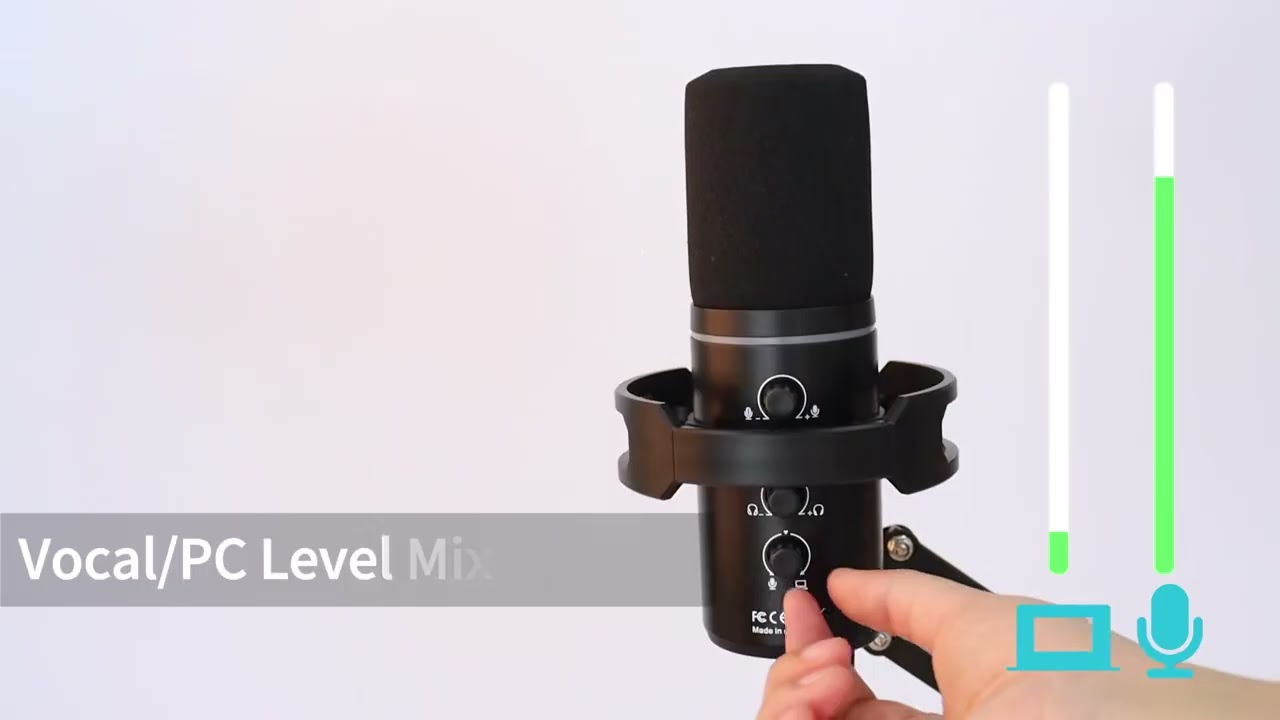 XLR/USB Dynamic Microphone Kit, PC Microphone for Streaming, Podcasting, Gaming, RGB, Mute and