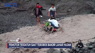 Nekat Terobos Banjir Lahar Dingin Pemotor Nyaris Terseret Arus seputarinewssiang 1111