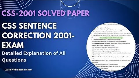 Solved 2001 Sentence Correction| Complete CSS Solved Papers By Shema Maam