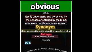 Thumbnail what is obvious | meaning of obvious#obvious #what_is_obvious #meaning_of_obvious @SynonymAntonym