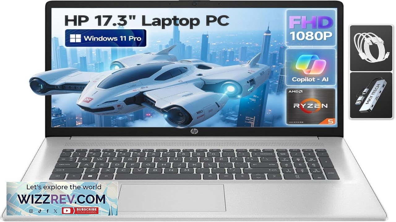 HP 17 Inch Laptop Computer 17.3" FHD IPS Business Laptop PC AMD