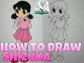 How to Draw Shizuka step by step easy tutorial from Doraemon