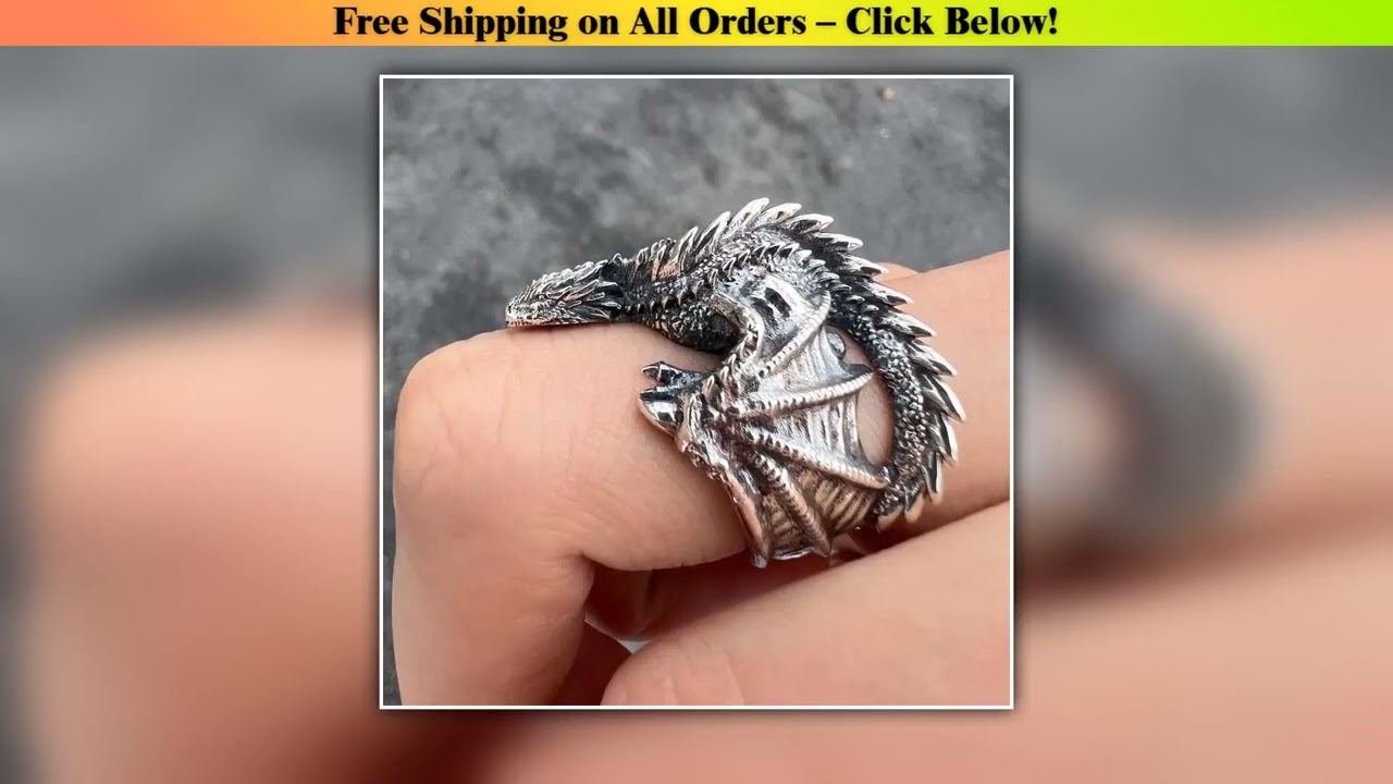 Dragon Rings Gothic Punk Style Pterosaur Wings Opening Adjustable Rings Vintage Jewelry