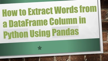 How to Extract Words from a DataFrame Column in Python Using Pandas