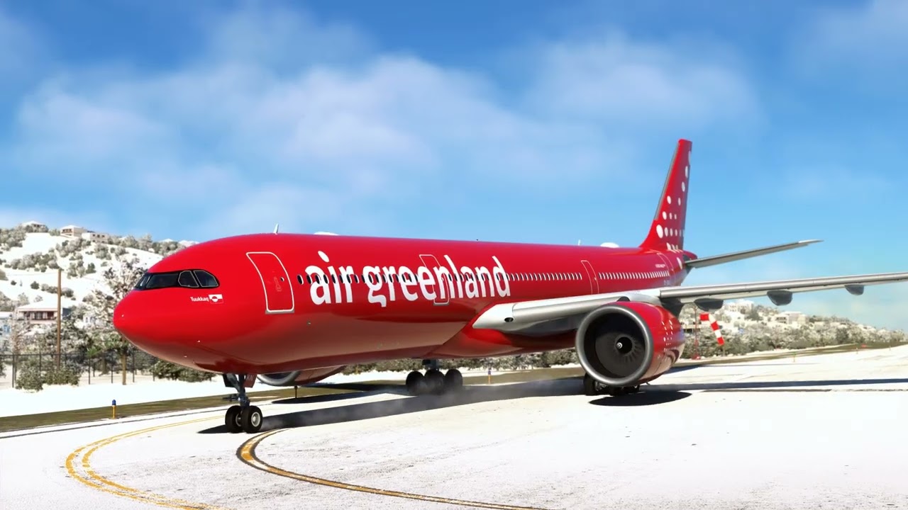 Red Airbus A330 Struggles Through Snowy LGSK Takeoff | MSFS 2020