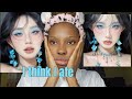 BLUE DOUYIN MAKEUP ON BLACK GIRL 💙👩🏿‍🦱