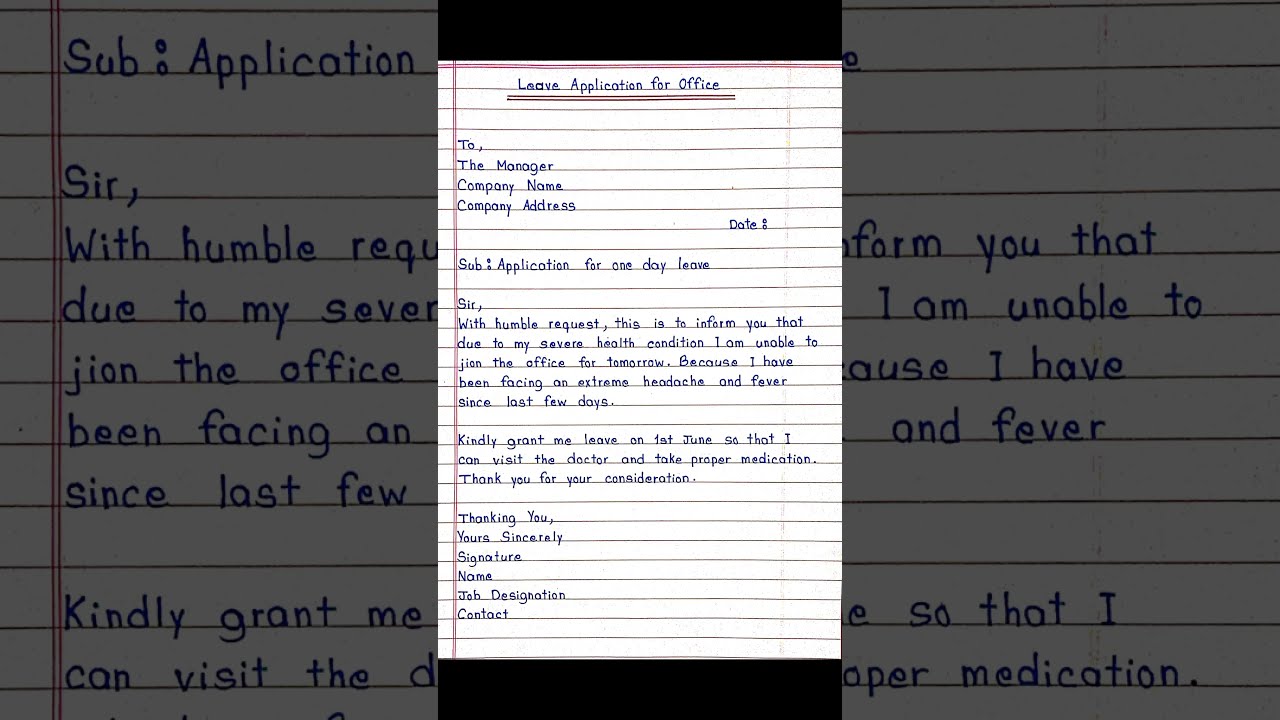 Leave Application For Office 