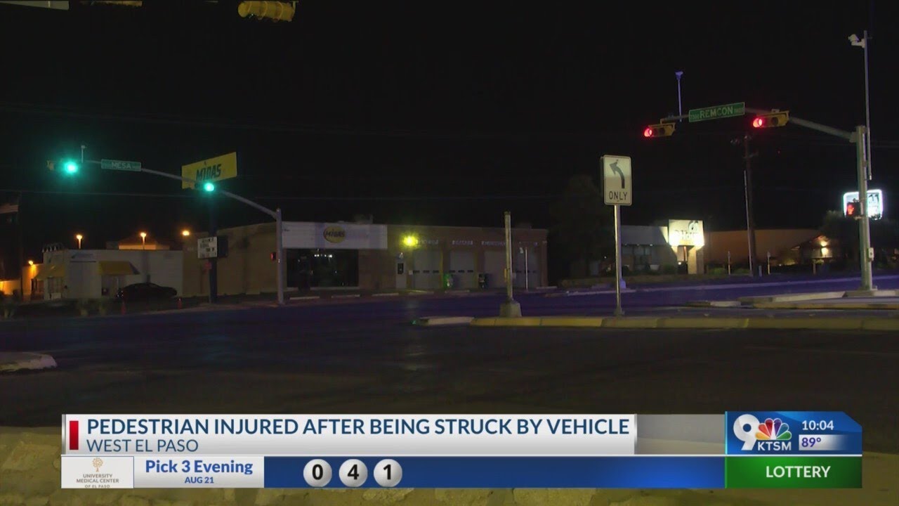 Pedestrian injured after being struck by vehicle in West El Paso - YouTube