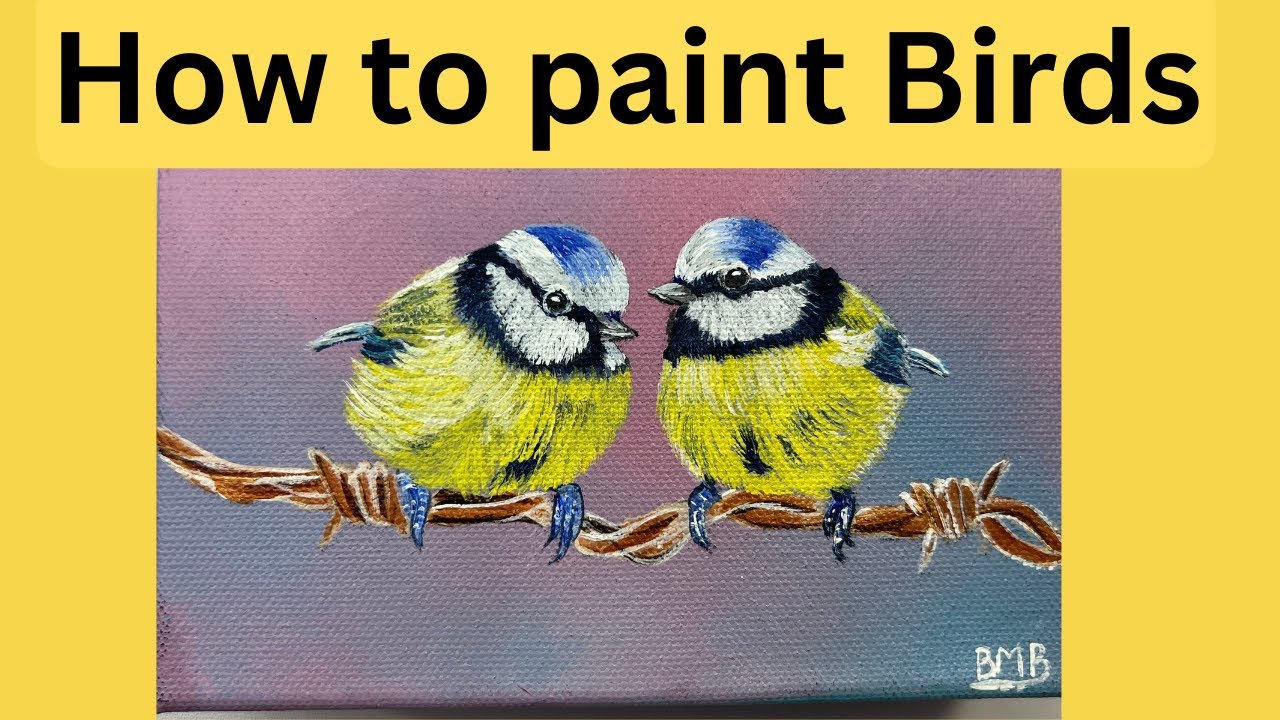 How to paint Birds on canvas Acrylic Painting Easy Step by Step