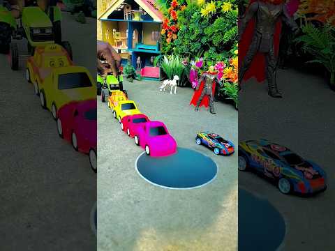 Eicher tractor pushing blue black and red car in pit🕳️🕳️🏍️🚜🚙#jcbtoy #jcb #jcbjcb #jcbvideo #viral