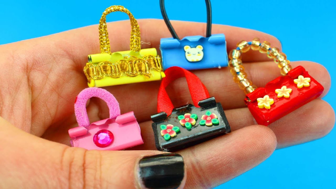 MINIATURE CRAFTS: 10 DIY Barbie Doll Miniature Purse, Handbag, Bag -  simplekidscrafts - YouTube