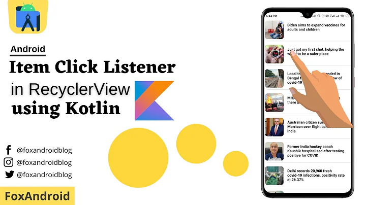 Item Click Listener - RecyclerView using Kotlin || kotlin Item Click Listener in RecyclerView