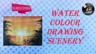 Water colour painting scenery for beginners