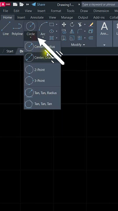 Draw a circle using a center point and a radius in AutoCAD  #autocad #autocadforbeginners