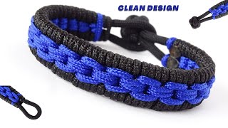 How to Make a Chain Links Paracord Survival Bracelet with Knot and Loop Closure - Clean Details