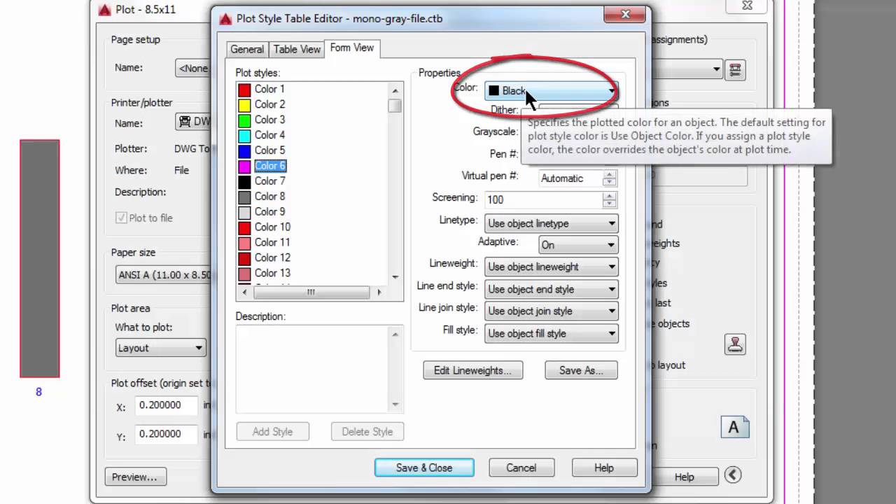 autocad plot style dither