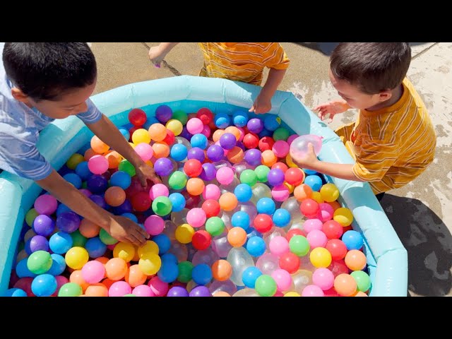 Jeremy Does Water Ballon Party With Twin Brothers | Fun Sunny Day class=