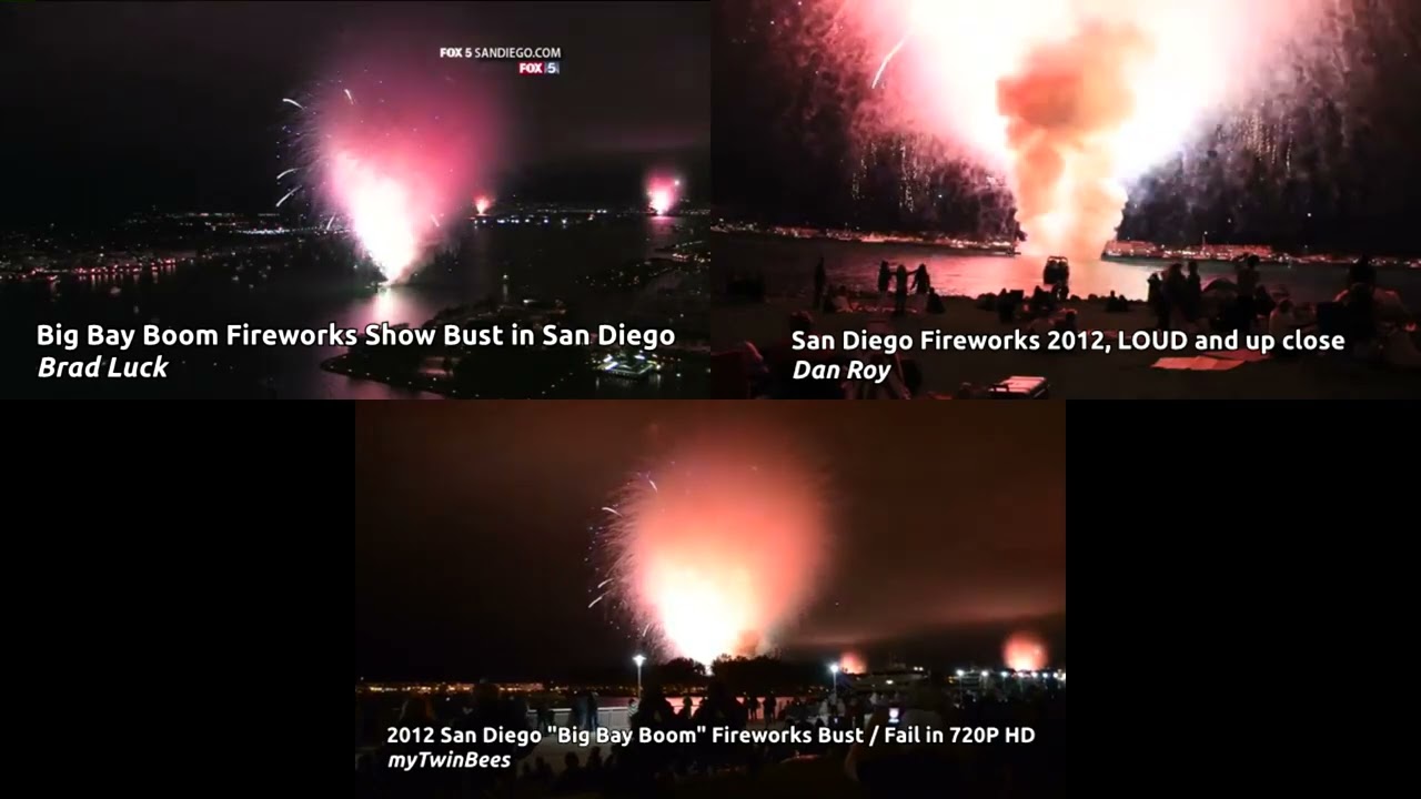 San Diego Big Bay Boom Fireworks 2012 Explosion (Multiple POV / LOUD)