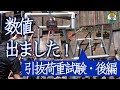 【数値が出ました！】パワーウィンチで引き揚げて、クレーンスケールで引抜荷重を確認。引張試験機にて、引抜荷重の簡易試験の後編 - 単管パイプの工作は単管DIYランド