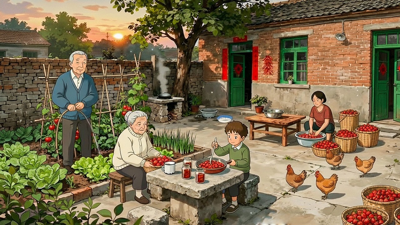 Family Garden Work: Fresh Fruit & Peaceful Farm Life | ASMR & Cooking | Ghibli-Style Video