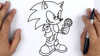 HOW TO DRAW SONIC RUSH | Friday Night Funkin (FNF) - Easy Step By Step Tutorial For Beginners