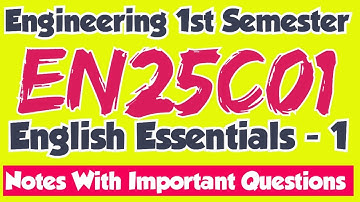 EN25C01|Important Questions|English Essentials 1|Notes with Important Questions|Engineering king|