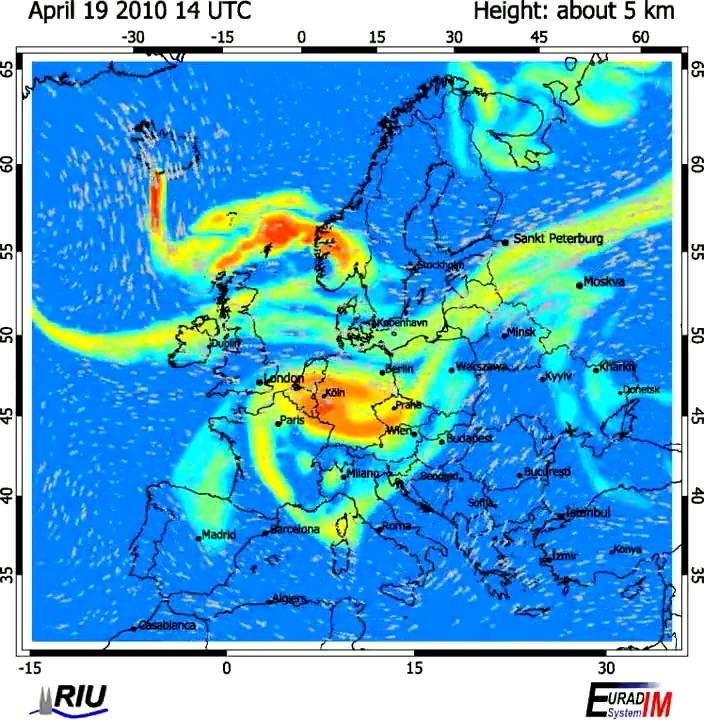 Volcanic ash cloud 72h forecast 18.04-20.04