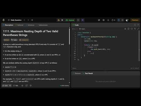 Leetcode 1111 || leetcode daily solution 30-09-2026 || C++ solution || No audio